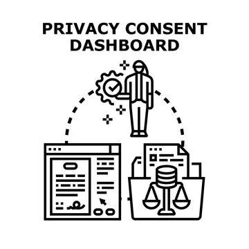 Privacy consent dashboard management system data protection Illustrazione stock
