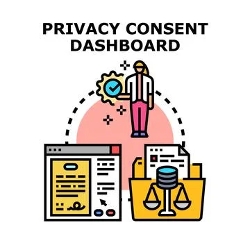 Privacy consent dashboard management system data protection Stock Illustration