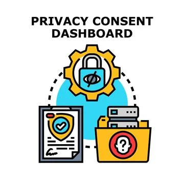 Privacy consent dashboard managing data protection regulations Illustrazione stock