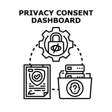 Privacy consent dashboard managing data protection regulations Illustrazione stock