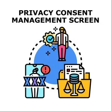 Privacy consent management screen concept protecting user data rights Stock Illustration