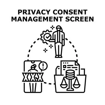 Privacy consent management screen concept protecting user data rights Stock Illustration