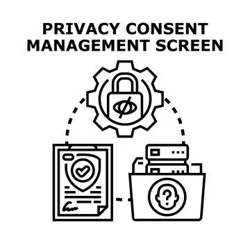 Privacy consent management screen for data protection Stock Illustration