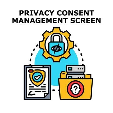Privacy consent management screen for data protection Stock Illustration