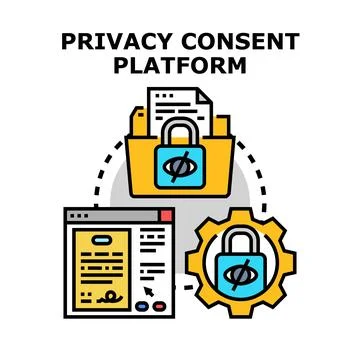Privacy consent platform managing personal data security and compliance Stock Illustration