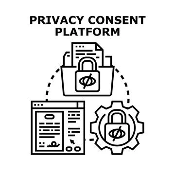 Privacy consent platform managing personal data security and compliance 库存插图