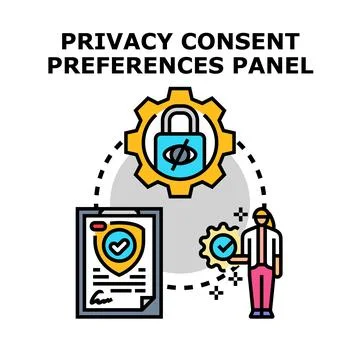 Privacy consent preferences panel managing personal data protection Stock Illustration