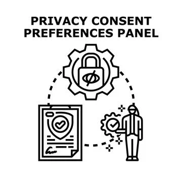 Privacy consent preferences panel managing personal data protection Stock Illustration