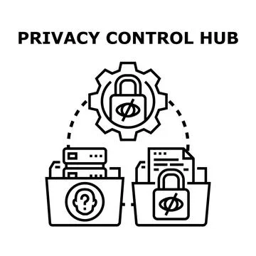 Privacy control hub managing sensitive personal data Stock Illustration