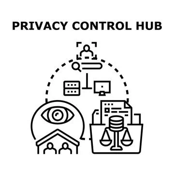 Privacy control hub managing user data security and rights Stock Illustration