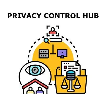 Privacy control hub managing user data security and rights Stock Illustration