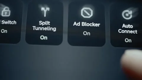 Privacy controls enable kill switch tunneling blocker and auto connect Stock Footage 342494481