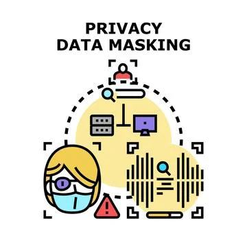 Privacy data masking protecting personal information concept Illustrazione stock