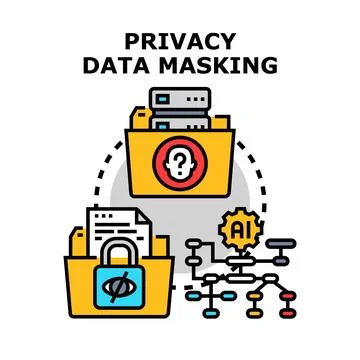 Privacy data masking protecting personal information concept Stock Illustration