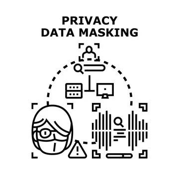 Privacy data masking protecting personal information concept 스톡 일러스트