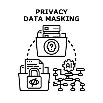 Privacy data masking protecting personal information concept Illustrazione stock