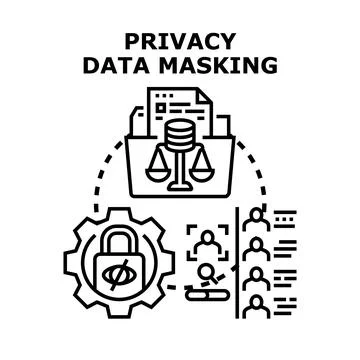Privacy data masking securing sensitive personal user information 스톡 일러스트