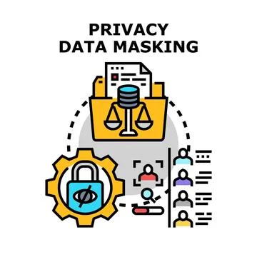 Privacy data masking securing sensitive personal user information イラスト素材