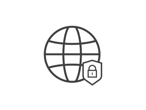Privacy Data protection and Internet VPN shield Security Concept line icon ve Stock Illustration