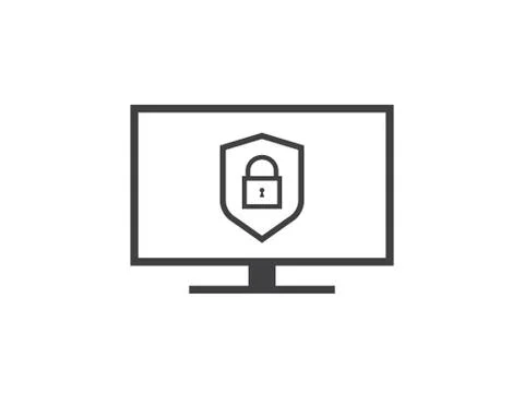 Privacy Data protection and Internet VPN shield Security Concept line icon ve Stock Illustration