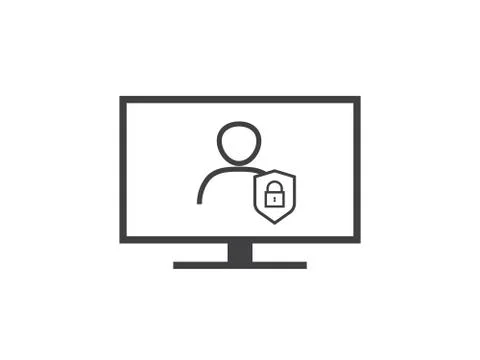 Privacy Data protection and Internet VPN shield Security Concept line icon ve Stock Illustration