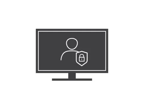 Privacy Data protection and Internet VPN shield Security Concept line icon ve Stock Illustration