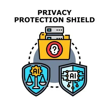 Privacy data protection shield with artificial intelligence concepts 库存插图