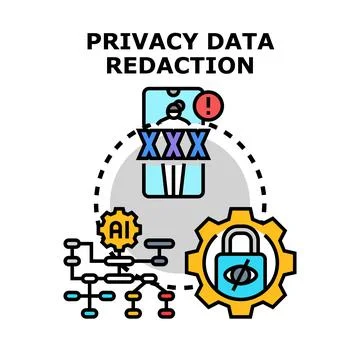 Privacy data redaction concept with artificial intelligence security 스톡 일러스트