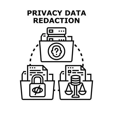 Privacy data redaction protecting confidential information concept Stock Illustration