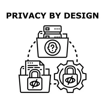 Privacy by design concept with data protection icons Stockillustratie