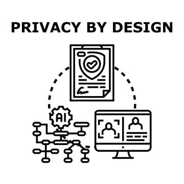Privacy by design concept with data protection and artificial intelligence 스톡 일러스트