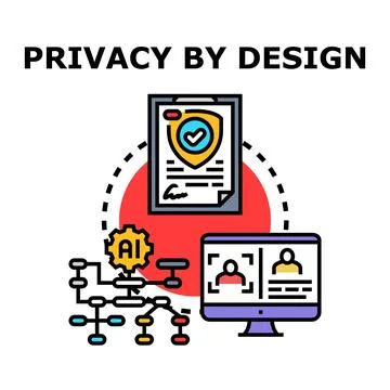Privacy by design concept with data protection and artificial intelligence イラスト素材