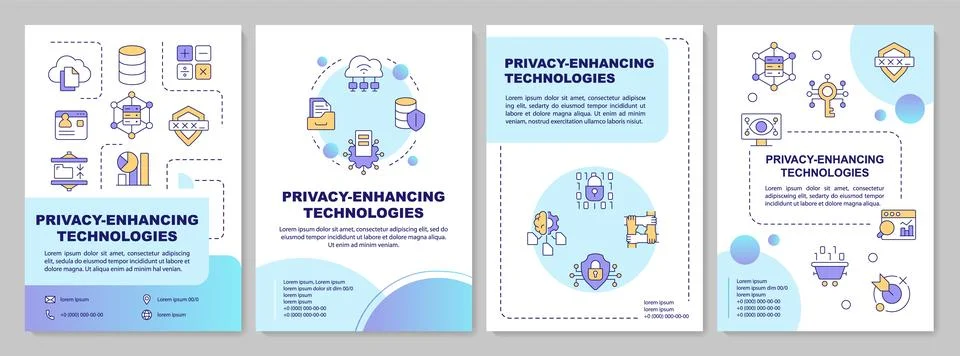 Privacy-enhancing technologies linear icons set Stock Illustration