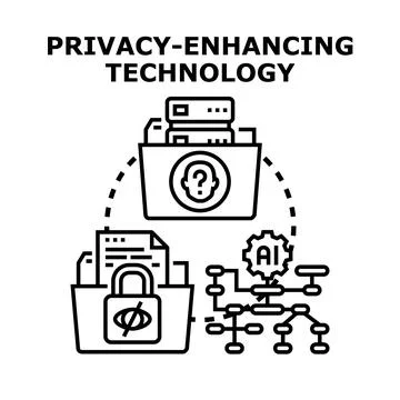 Privacy enhancing technology ensuring secure data protection Stock Illustration