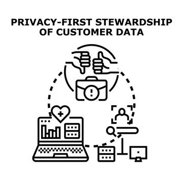Privacy first approach managing customer data Stock Illustration