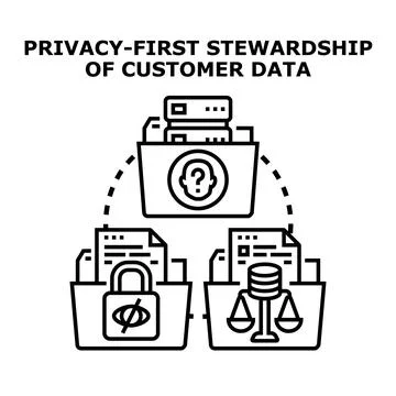 Privacy first approach managing customer data Stockillustratie