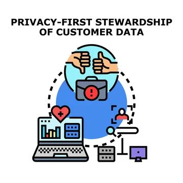 Privacy first approach managing customer data Stock Illustration