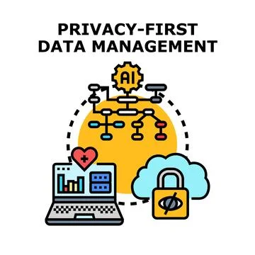 Privacy first data management concept creating secure system Stock Illustration