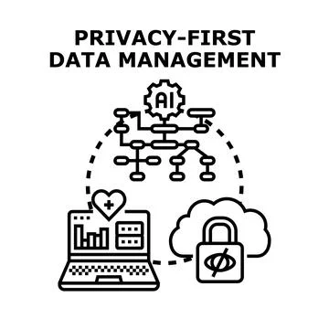 Privacy first data management concept creating secure system Stock Illustration