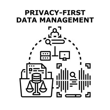 Privacy first data management protecting personal information Stock Illustration