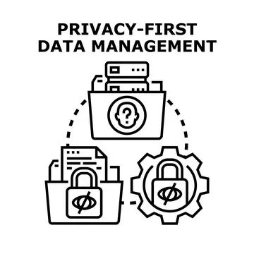 Privacy first data management system for user data security Illustrazione stock