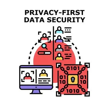 Privacy first data security concept with personal data protection 스톡 일러스트
