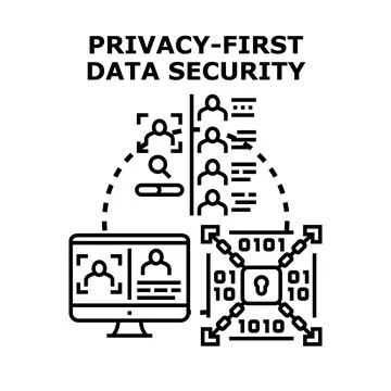 Privacy first data security concept with personal data protection Stock Illustration