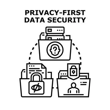 Privacy first data security concept illustrating information access Stock Illustration