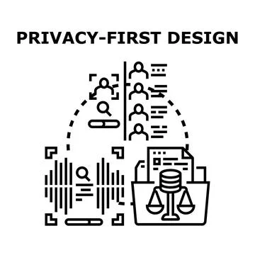 Privacy first design concept protecting data Stock Illustration