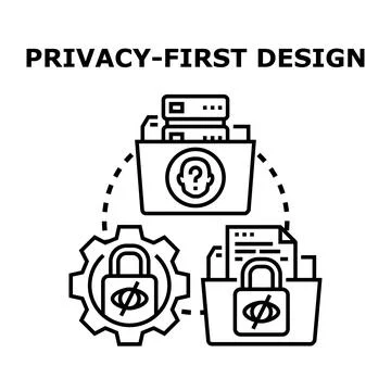 Privacy first design protecting personal data information concept Illustrazione stock