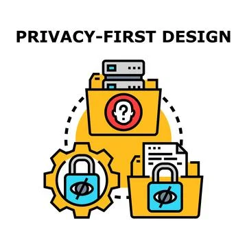 Privacy first design protecting personal data information concept Stock Illustration