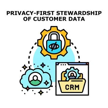 Privacy first stewardship of customer data concept illustration Stock Illustration
