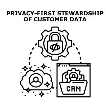 Privacy first stewardship of customer data concept illustration Stock Illustration