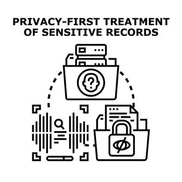Privacy first treatment for sensitive data records Stockillustratie